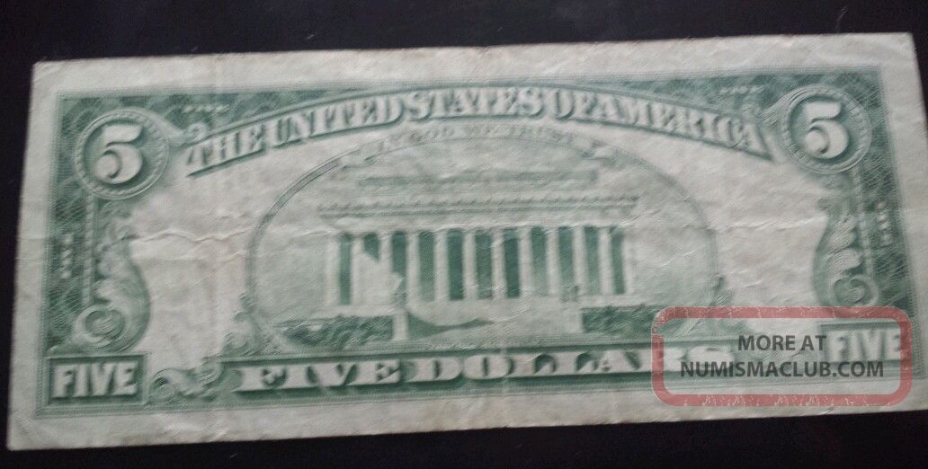 1963 5 Dollar Silver Certificate Red