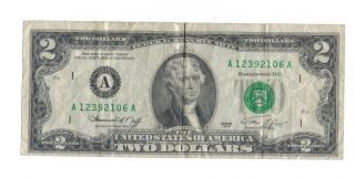 1976 Misalignment Error Note $2 Two Dollar Bill Us Currency Paper Money photo