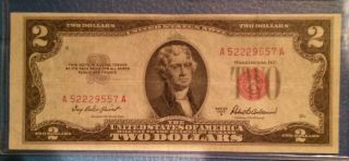 1953a Unc $2 Dollar Bill Red Seal Cond photo