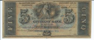 Louisiana Citizens Bank Orleans Unissued $5 18xx Gem G12c Plated Colorful photo