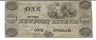 Obsolete Currency Kentucky Newport Lyceum Bank $1 1837 Issued/signed 3826 photo