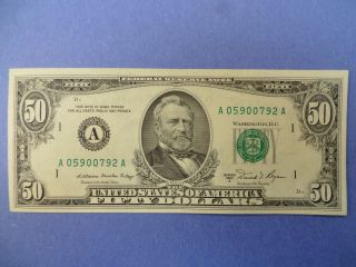 Uncirculated Series 1981 A $50 Federal Reserve Note A05900792a photo