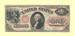 1878 $1 United States Note Fr 27 Classic Red Seal Sharp Very Fine Grade photo