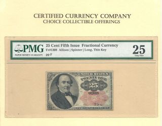 Fr 1308 - 25 Cents Robert Walker Fractional Currency Fifth Issue Pmg Veryfine 25 photo