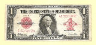 1923 $1 Red Seal United States Note Fr 40 Speelman - White Solid Note Sharp photo