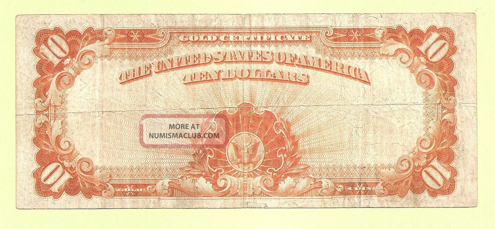 1922 $10 Gold Certificate Fr 1173 Classic Gold Certificate Very Fine