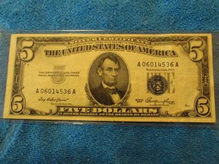 Series 1953 $5 Silver Certificate In About Uncirculated photo