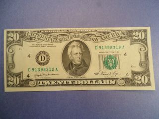 Series 1981 $20 Federal Reserve Note Printing Error D91398312a photo