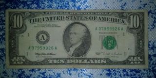 10 Us Dollar Series 1995 Federal Reserve Bank Of Boston photo