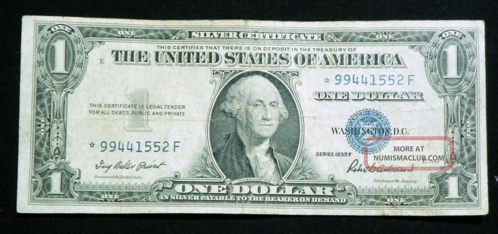 1935f Star $1 Silver Certificate Blue Seal One Dollar Sc4