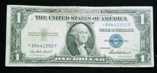 1935f Star $1 Silver Certificate Blue Seal One Dollar Sc4 photo
