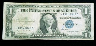 1935g Star $1 One Dollar Silver Certificate Blue Seal With - Out Motto 1 photo