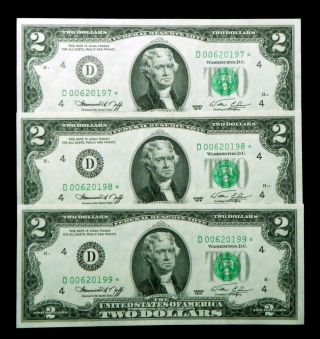 1976 Star (3) Consecutive Uncirculated $2 Two Dollar D - Cleveland photo