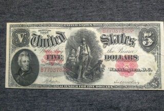 1907: $5.  00 U.  S.  Note Legal Tender 