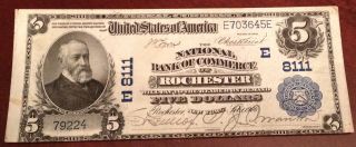 1902 $5 National Currency National Bank Of Commerce Of 