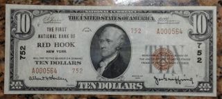 1929 $10 National Currency The First National Bank Of Red Hook York photo