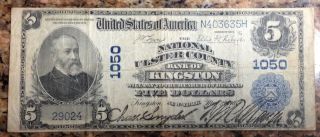 1902 $5 National Currency National Ulster County Bank Of Kingston York photo