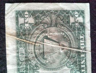 Gutter Fold One Dollar 1993 Us Ferderal Reserve Note photo