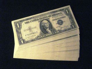 Silver Certificates,  Partial Pack Of 40,  $1.  00 Series 1935 - D,  Choice Unc. photo