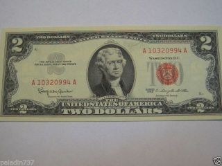 $2.  00 - 1963 - A - Red Seal Federal Reserve Note Unc L (,) (,) K photo