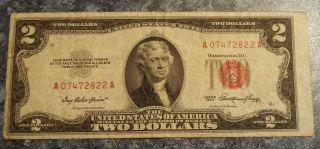 1953 Red Seal $2 Dollar Bill With Alignment And Printing Errors photo