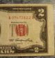 1953 Red Seal $2 Dollar Bill With Alignment And Printing Errors Small Size Notes photo 1