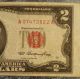1953 Red Seal $2 Dollar Bill With Alignment And Printing Errors Small Size Notes photo 3