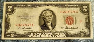 1953 A $2 Dollar Error Note With Fancy 456789 Combo Serial Number,  Print Error photo