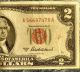1953 A $2 Dollar Error Note With Fancy 456789 Combo Serial Number,  Print Error Small Size Notes photo 3
