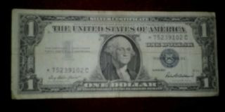 1957 $1 Dollar Bill Star Note Silver Certificate Currency Paper Money photo