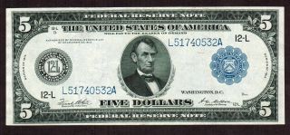 $5 1914 Federal Reserve Note More Currency 4 - - H photo