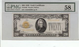 1928 $20 Gold Certificate Fr.  2402 Pmg 58 photo