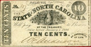 United States (usa) 10 Cents 1/9/1862 P - S2356 F  State Of North Carolina photo