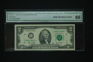 2003 $2 Star Note Graded Cga 66 Minneapolis Federal Reserve photo