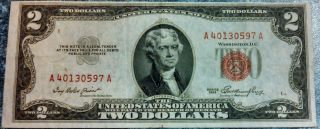1953 $2 Dollar Bill With Gas Pump Error photo