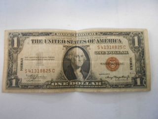 1935 - A $1,  Hawaii,  Brown Seal,  Silver Certificate. photo