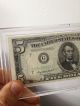 1950 B 5 Dollar Green Seal Note In Snaplock Unc Note Chicago Serial Small Size Notes photo 4