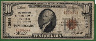 {exeter} $10 The Rockingham National Bank Of Exeter Nh Ch 12889 Vg/f photo
