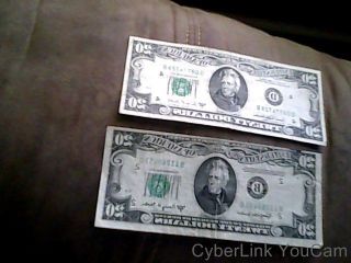 Us $20 Bills/series 1950e & 1969c Circulated photo