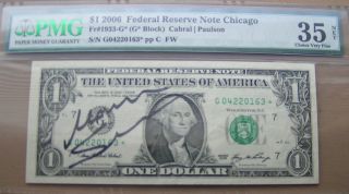 Autographed 2006 Star Note $1 By Tennis Champion Monica Seles Pmg Graded 35 Net photo