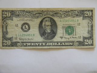 1963a Twenty Dollar $20 Federal Reserve L Series 