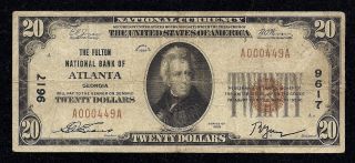 Atlanta,  Georgia,  Charter 9617,  Series1929,  $20.  00 Type –1,  State Capital photo