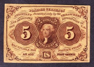 Us 5c Fractional Currency Note Fr1230 Ch Au photo