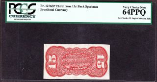 Us 15c Fractional Currency Specimen Fr1276 / Fr1273 Spnmb Redback Pcgs 64 Ppq photo