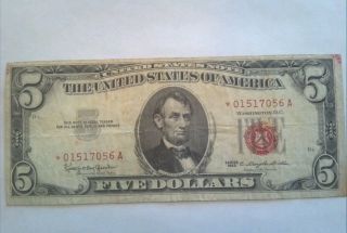 1963 $5 Dollar Red Seal Star Note photo