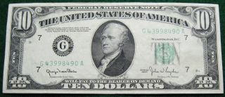 1950 Ten Dollar Federal Reserve Note Grading Au Chicago 8490a Pm8 photo