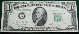 1950 Ten Dollar Federal Reserve Note Grading Xf Chicago 8571b Pm8 photo