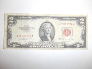 2 - 1953 $2.  00 Bills With Red Seal photo