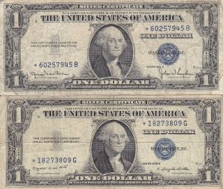 2f - Vf 1935d&g $1.  00 Star Note Blue Seal Silver Certificates Old Rare Us Money photo