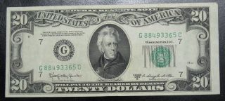 1950 D Twenty Dollar Federal Reserve Note Chicago Au+ 3365c Pm3 photo